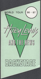 ##MUSICBP1372  - Group of 12 1986/87 Huey Lewis and the News Trapezoidal OTTO Cloth Backstage Passes from the World Tour