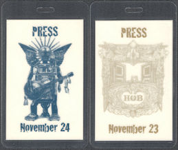 ##MUSICBP1387 - Pair of House of Blues OTTO Laminated Press Passes from 1996 Chicago Grand Opening and John Belushi Tribute