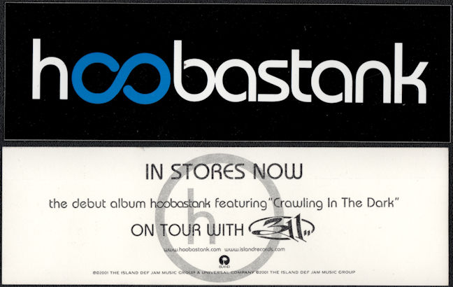 ##MUSICBQ0234 - Hoobastank Promotional Bumper Sticker for Their Debut Album