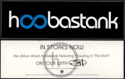 ##MUSICBQ0234 - Hoobastank Promotional Bumper Sticker for Their Debut Album