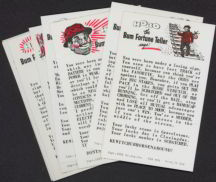 #TRCards010 - Complete Set of Eight 1966 Exhibit Supply Hobo the Bum Fortune Teller Cards