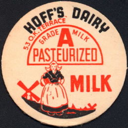 #DC196 - Hoff's Dairy Milk Bottle Cap - Pictures Dutch Girl and Windmill