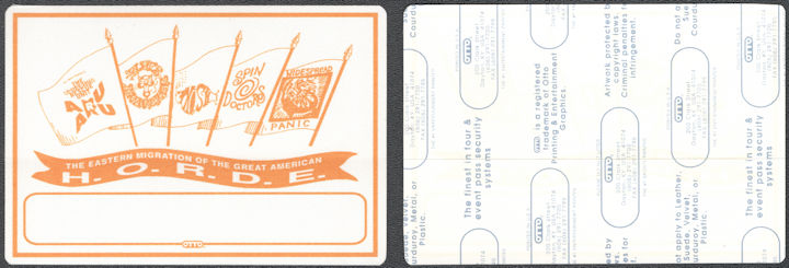 ##MUSICBP1427 - 1992 H.O.R.D.E. Festival Cloth OTTO Backstage Pass - Phish, Spin Doctors, Widespread Panic