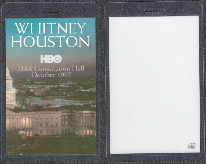 ##MUSICBP1921  - Whitney Houston Perri Laminated All Access Backstage Pass from the 1997 Concert at Constitution Hall