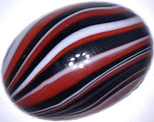 #BEADS0488 - Huge 25mm Red, White, and Black Striped Glass Cabochon - Cherry Brand - As Low as 40¢