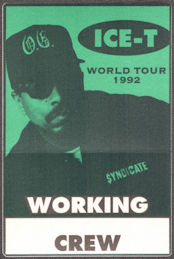 ##MUSICBP1533 - Rare Ice-T OTTO Cloth Crew Pass for the 1992 World Tour