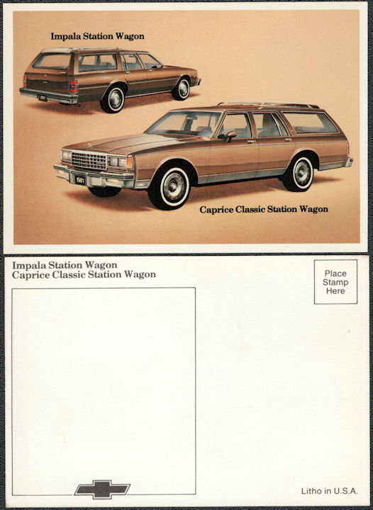 #BGTransport533 - 1989 Chevrolet Dealer Postcard - Impala and Caprice Station Wagons