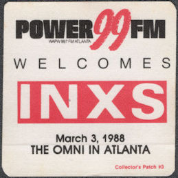 ##MUSICBP1409 - 1988 INXS Cloth OTTO Radio Pass from the Calling All Nations Tour Show in Atlanta