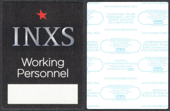 ##MUSICBP1295 - 2005 INXS Cloth OTTO Backstage Working Pass from the Switch Tour