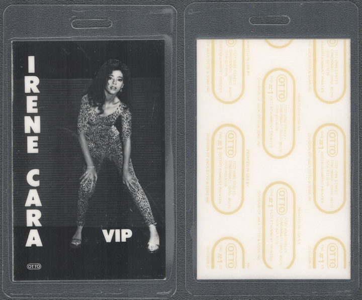 ##MUSICBP1946 - Irene Cara Laminated OTTO VIP Pass from the 1987 Wait for No Man Tour