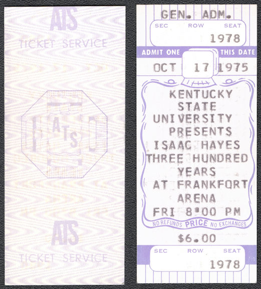 ##MUSICBPT0038 - 1975 Isaac Hayes Ticket from the Frankfort Arena in 1975