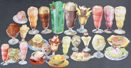 #SIGN160 - Group of 25 Different Diecut Paper Ice Cream/Sundae/Food/Etc. Diner Signs