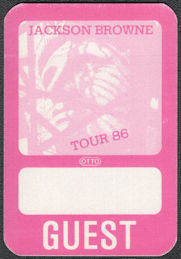 ##MUSICBP1278  - Jackson Browne Rectangular 1986 Jackson Browne Lives Tour Otto Cloth Backstage Pass