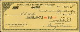 #CC067 - Coca Cola Check from the Jackson Tennessee Plant