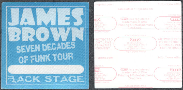 ##MUSICBP1413 - James Brown OTTO Cloth Backstage Pass from the 2003 Seven Decades of Funk Tour