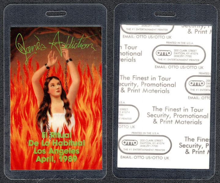 ##MUSICBP1279  - 1989 Jane's Addiction Laminated Backstage Pass from the El Ritual De Lo Habitual Tour