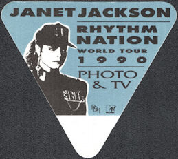 ##MUSICBP0656 - Janet Jackson OTTO Cloth Backstage Photo/TV Pass from the 1990 Rhythm Nation Tour