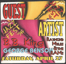 ##MUSICBP1152 - Pair of Two Different 1996 Jazz Festival OTTO Cloth Backstage Passes - B. B. King and George Benson