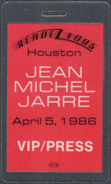##MUSICBP1996 - 1986 Jean Michel Jarre OTTO Laminated Backstage Pass from the "Rendez-Vous" Concert - Record Shattering Event