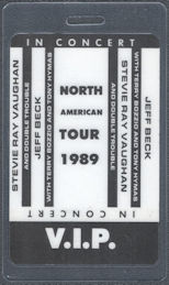 ##MUSICBP1722 - Stevie Ray Vaughan and Jeff Beck OTTO Laminated VIP Pass from the 1989 North American Tour