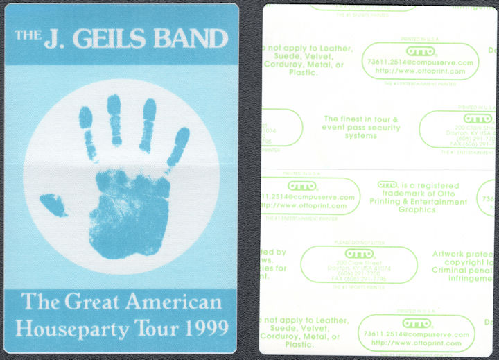 ##MUSICBP1537 - The J. Geils Band OTTO Cloth Backstage Pass for the 1999 Great American Houseparty Tour