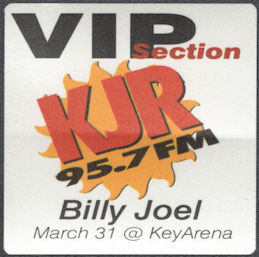 ##MUSICBP1443 - Billy Joel Cloth OTTO Radio Pass From the 1999 Show as Key Arena