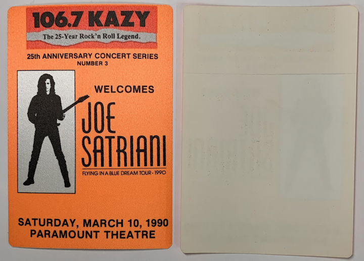 ##MUSICBP1237 - Joe Satriani OTTO Cloth Radio Pass from the 1990 Flying in a Blue Dream Tour