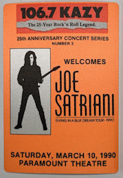 ##MUSICBP1237 - Joe Satriani OTTO Cloth Radio Pass from the 1990 Flying in a Blue Dream Tour