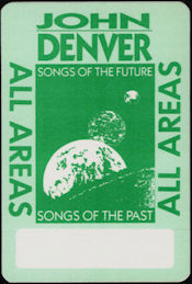 ##MUSICBP0114 - Rare John Denver OTTO Cloth Backstage Pass from the 1988 Songs of the Future Tour