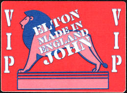 ##MUSICBP0554  - 1995 Elton John OTTO Cloth Backstage VIP Pass with a Standing Lion from the Made in England Tour