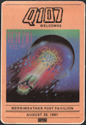 ##MUSICBP0626  - 1981  Journey Escape Tour Radio Promo OTTO Cloth Backstage Pass - Merriweather Post Pavilion