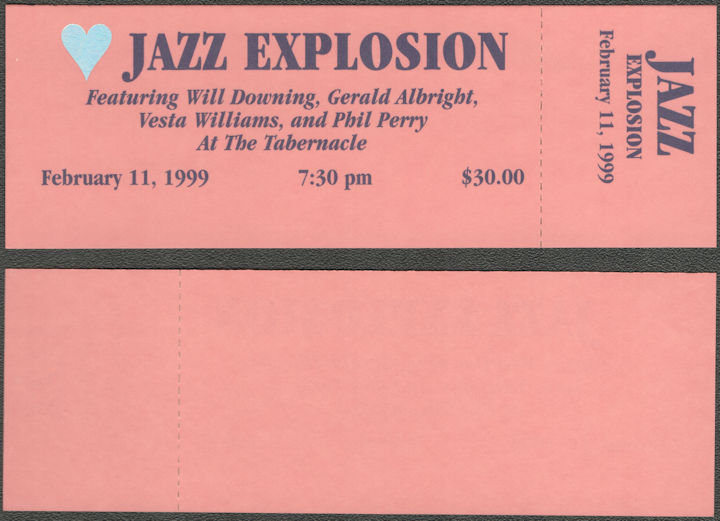 ##MUSICBPT0063 - Group of 3 Jazz Explosion Concert Ticket from February 11, 1999 - Will Downing, Gerald Albright, Vest Williams