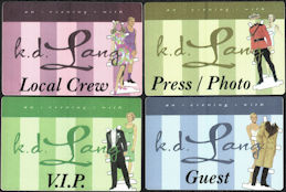 ##MUSICBP0870 - Group of 4 Rare K. D. Lang OTTO Cloth Backstage Passes with Paper Doll Cutouts - Gay Interest
