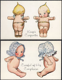 #UPaper223  - Pair of Licensed Kewpie Postcards - Cut Outs
