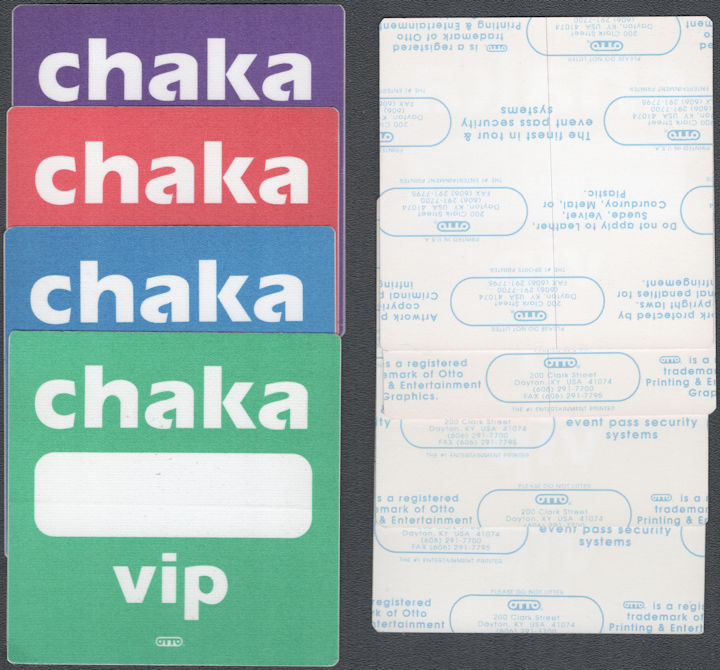 ##MUSICBP2157 - Set of 4 Chaka Khan OTTO Cloth VIP Pass from the 1993 Woman I Am Tour