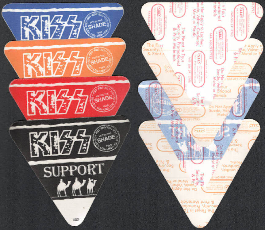 ##MUSICBP0977 - Group of 4 Different KISS OTTO Cloth Support Passes from the 1990 Hot in the Shade Tour