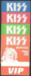##MUSICBP1293 - Group of Four Different KISS OTTO cloth Backstage VIP Passes from the 1992 Revenge Tour