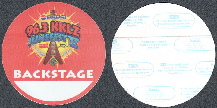 ##MUSICBP1559 - 1997 JuneFest V OTTO Cloth Backstage Pass - Santana, Ratdog, Iron Butterfly, Edgar Winter
