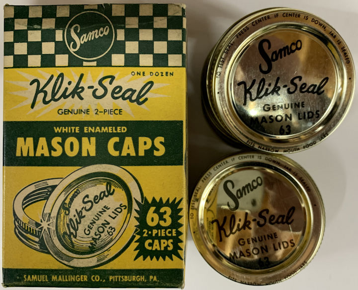 #CS489 - Full Box Containing 12 Samco Klik-Seal White Enameled Mason Jar Caps