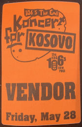 ##MUSICBP1582 - Koncert for Kosovo OTTO Cloth Vendor Pass from 1999 - Jimmy Eat World, Smashmouth, Ben Folds Five