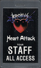 ##MUSICBP1411 - 1988 Krokus Laminated OTTO Staff Pass from the Heart Attack Tour