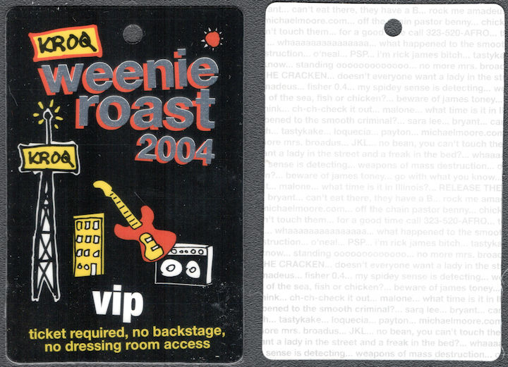##MUSICBP1431 - 2004 KROQ Weenie Roast OTTO VIP Pass - The Killers, Beastie Boys, Hoobastank, Yellowcard