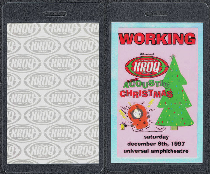 ##MUSICBP1149 - Rare KROQ Almost Acoustic Christmas OTTO Laminated Backstage Pass - David Bowie, Green Day, and More