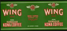 #ZLCA037 - Wing Brand Hawaiian Kona Coffee Label