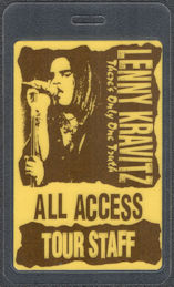 ##MUSICBP1418 - Lenny Kravitz Laminated OTTO All Access Pass from the 1991 There's Only One Truth Tour