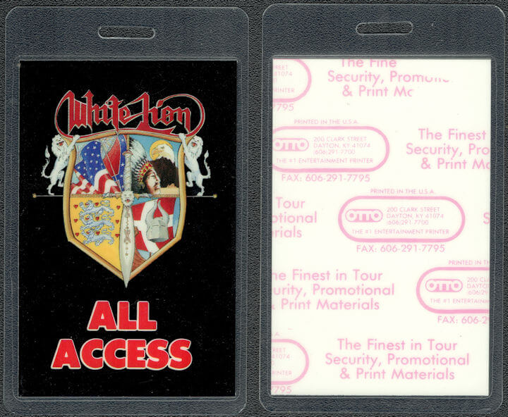 ##MUSICBP1759 - Very Rare White Lion OTTO Laminated All Access Pass from the 1991 Mane Attraction Tour