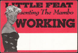 ##MUSICBP0134 - Little Feat OTTO Cloth "Working" Backstage Pass from "Representing the Mambo" Tour