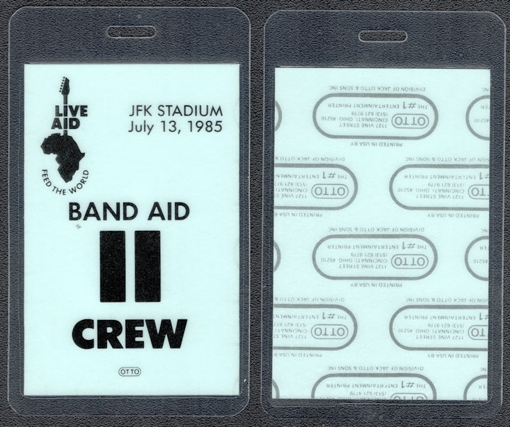 ##MUSICBP1330  - Super Rare 1985 Live Aid OTTO Laminated Crew Pass from JFK Stadium - Led Zeppelin