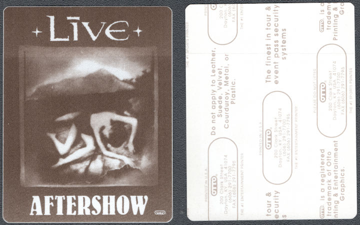 ##MUSICBP1592 - Live OTTO Cloth After Show Pass from the 1992 Mental Jewelry Tour