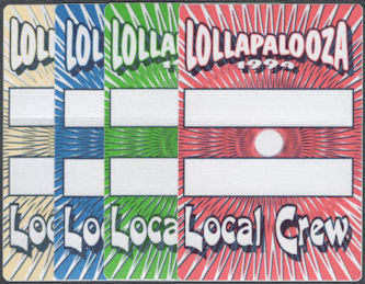 ##MUSICBP1930 - Set of 4 Different 1994 Lollapalooza OTTO Cloth Local Crew Passes - Smashing Pumpkins, Beastie Boys, Green Day